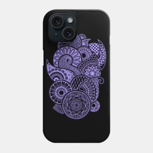 Abstract Mandala design (light purple on black) Phone Case