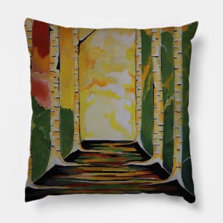 MEET Me By The Birch Trees Acrylic Painting Pillow