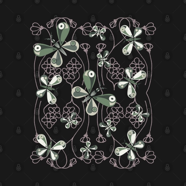 Butterfly and Floral Pattern in Earth Colour by dkdesigns27