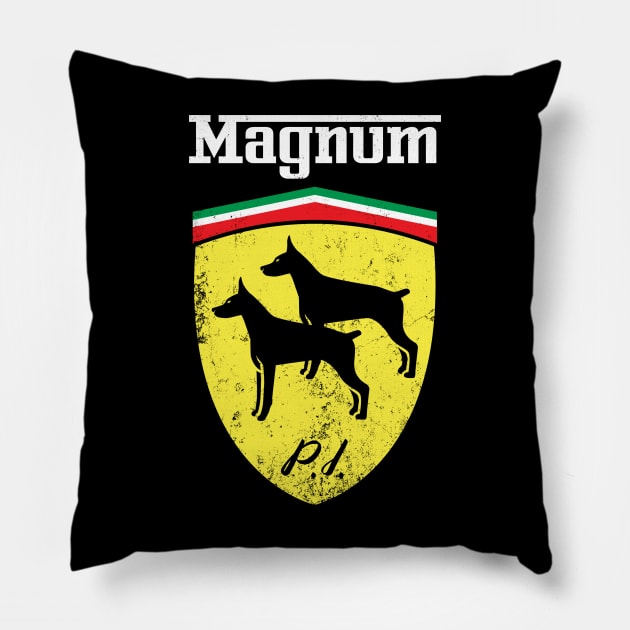 Magnum Shield Dark Fabrics Pillow by MostlyMagnum