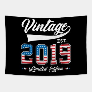 4th Birthday Patriotic Vintage 2019 USA Flag 4th of July Tapestry