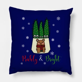 Prickly And Bright - Eves Pin Cacti In Christmas Bear Pot Pillow