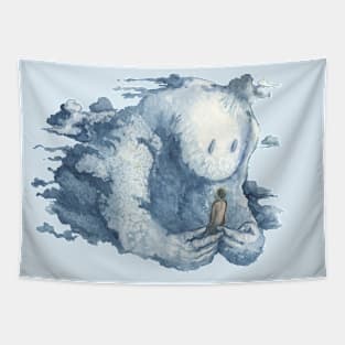 cloud and his friend - watercolor painting Tapestry