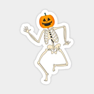 Dancing Funny Skeleton Jack O Lantern Magnet