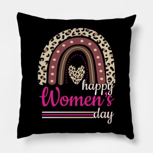 Women's Day Cute 8TH March Leopard Rainbow Pillow