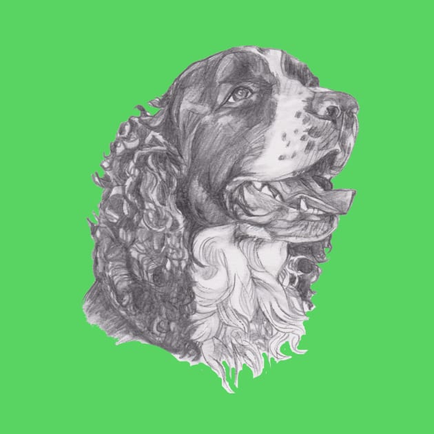 Classic English Springer Spaniel Dog Profile Drawing by lalanny