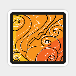 Swirls on Orange and Yellow Magnet