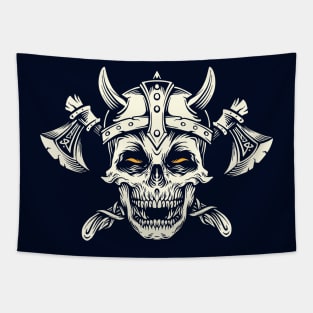 Viking Skull with Helmet & Axes Tapestry