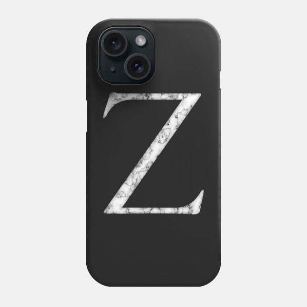 Z in Roman White Marble Latin Alphabet Letter Sticker Phone Case by SolarCross