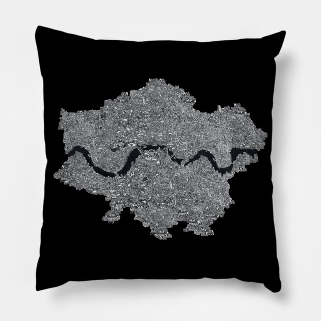 London map drawing Pillow by ol1ie