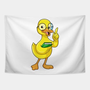 Duck as Teacher with Book & Glasses Tapestry