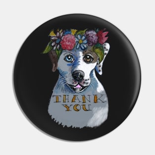 DOG FLOWERS THANK YOU CARTOON Pin