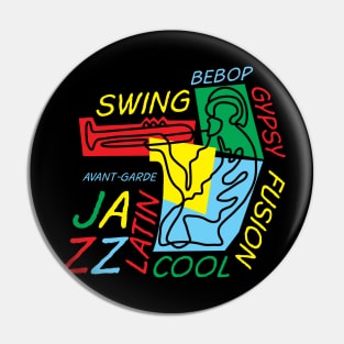 Funny Colorful Jazz Trumpeter Pin