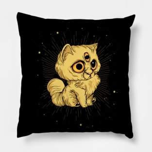 Occult Cat 3 Eyes Kitten Magic Esoteric Pillow