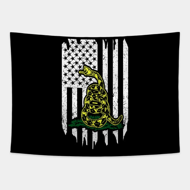 Distressed Flag & Don't Tread On Me White Tapestry by Rebranded_Customs