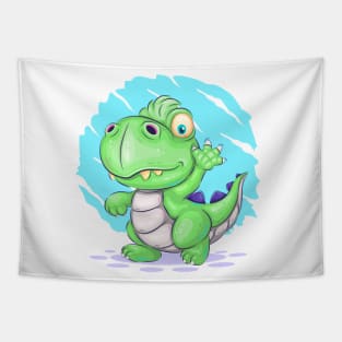 Cartoon dino walking Tapestry