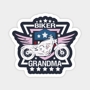 Biker Grandma Pink Wings Motorcycle Flag Shield Magnet