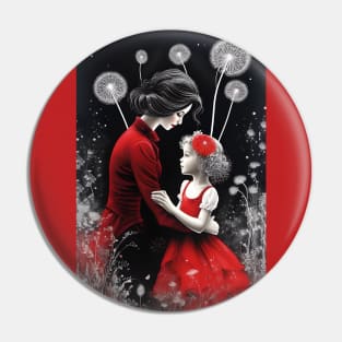 Red Harmony: Mother-Daughter Elegance in Monochrome Pin