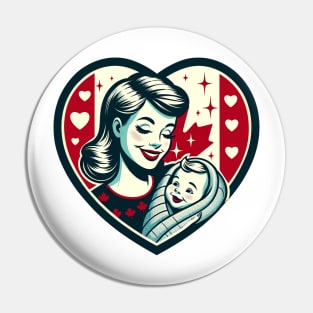 Vintage Motherhood Love Heart Symbol of Maternal Affection T-Shirt Pin