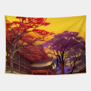 Pumpkin Fall Season in the Japanese Neighborhood Tapestry