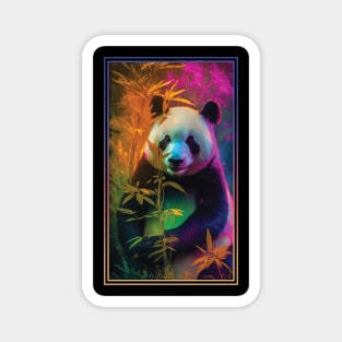 Panda Vibrant Tropical Flower Tall Digital Oil Painting Portrait Magnet