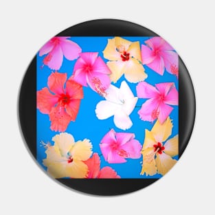 Colorful Hibiscus Floating in a Pool Pin
