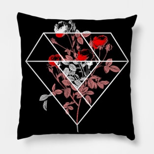 Stylish Rose Design In A Vintage Retro Diamond Shape Pillow