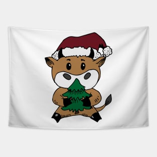 Cow Reindeer Hat Santa Christmas Lights Tapestry