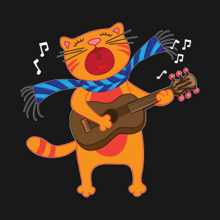 Guitar Music Cat T-Shirt Funny Pet Gift Idea T-Shirt