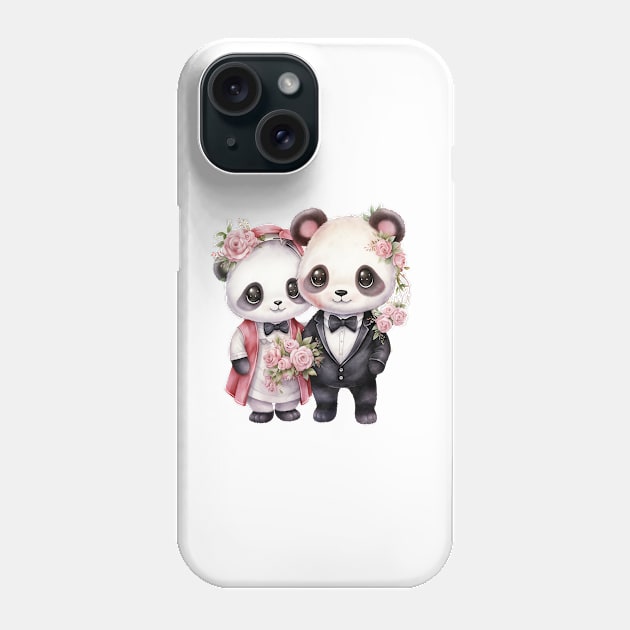 Panda Bear Couple Gets Married Phone Case by Chromatic Fusion Studio