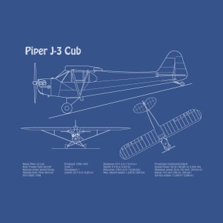 Piper J-3 Cub - Airplane Blueprint Plan - ADpng T-Shirt