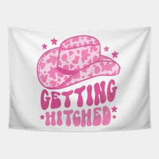 Getting Hitched Retro Space Cowgirl Hat Pink Tapestry