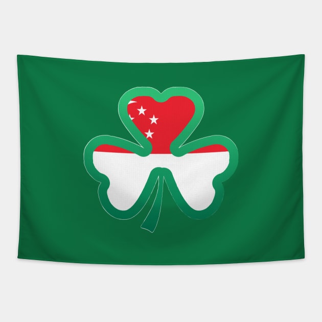 Singapore Flag for st patricks day, Irish Shamrock Tapestry by Myteeshirts