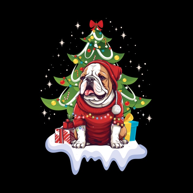 Merry Christmas Tree With Bulldog Dog by myreed