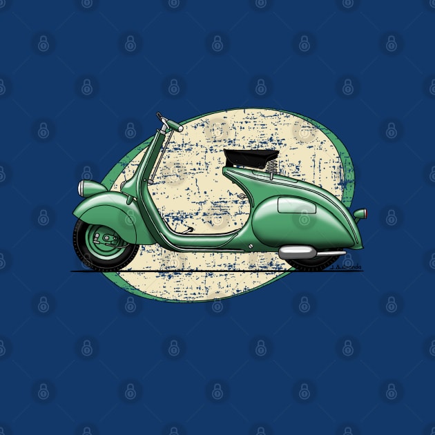 The classic and iconic green Italian scooter by jaagdesign