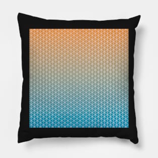 Orange and Blue Sunset Sunrise Grid Pillow