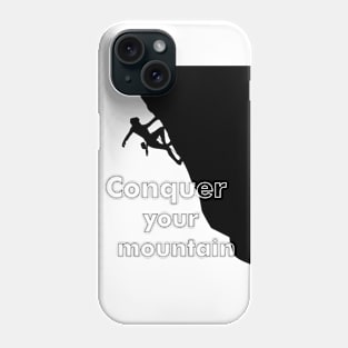 Black and White Mountaineer Climbing the Mountain Phone Case