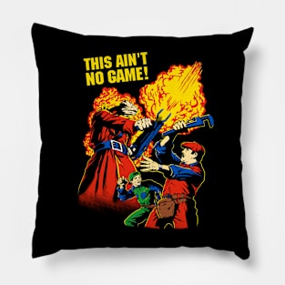 ARMED DINOSAUR VS WORKER BROTHERS / Black variant Pillow