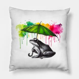 Frog leaf umbrella Pillow