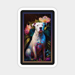 Dogo Argentino Dog Vibrant Tropical Flower Tall Digital Oil Painting Portrait Magnet