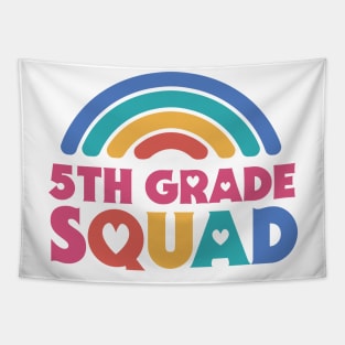 Cute School Teacher 5th Grade Squad with Retro Rainbow and Hearts Tapestry