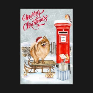 Funny Pomeranian Merry Christmas Santa Dog T-Shirt