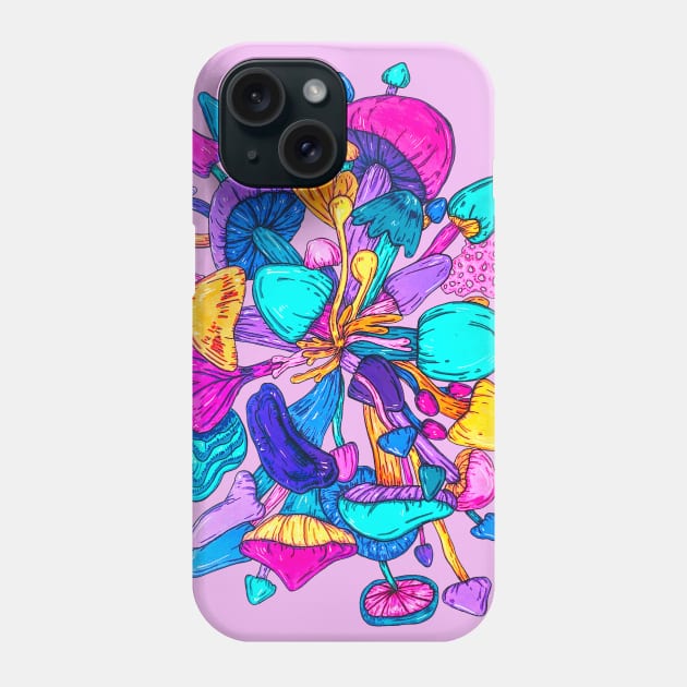 Mushroom Mandala - Zen Hippie Art Phone Case by rosiemoonart