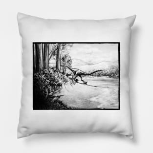 Coelophysis's beach day (monochrome) Pillow