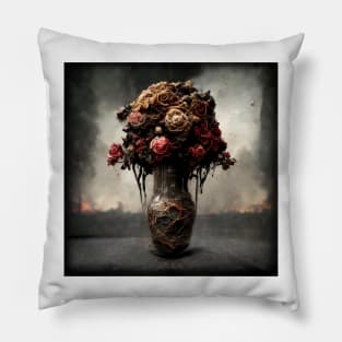 A Still Life of A Dystopian Bouquet Pillow