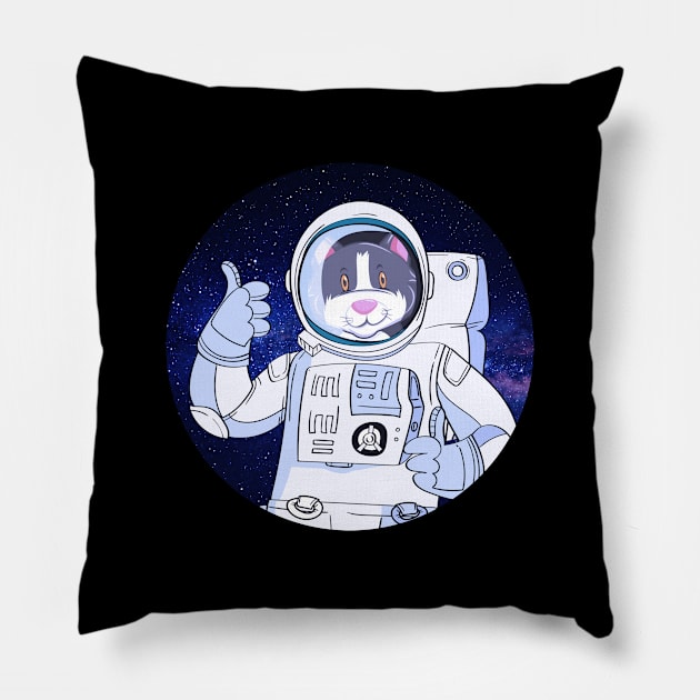 Cat Astronaut Funny Kitty In Space Science Fiction Pillow by mangobanana