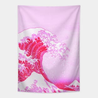 Kanagawa Japanese Art The Great Wave Pastel Pink Purple Tapestry