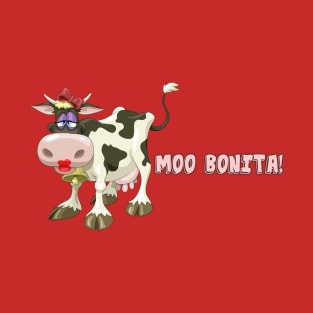 Moo Bonita Beautiful Spanish Lady Cartoon Cow T-Shirt