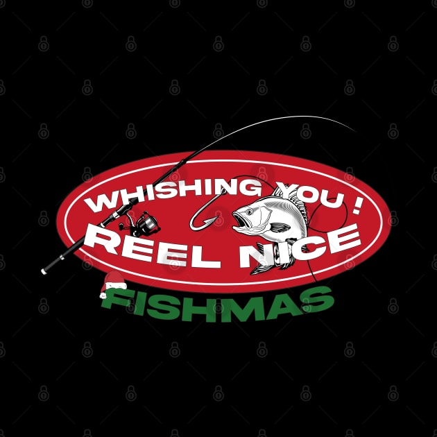 Wishing You Reel Nice Fishmas Funny Bass Fishing Christmas by Exosia store