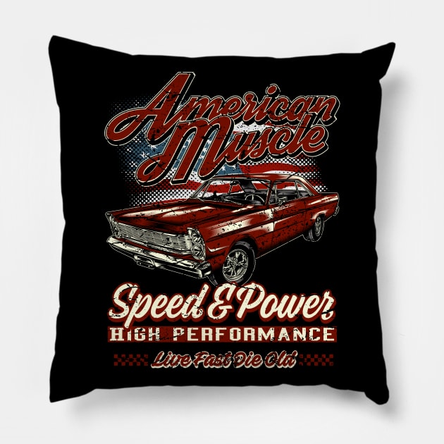 American Muscle Car Speed and Power IV Pillow by RockabillyM